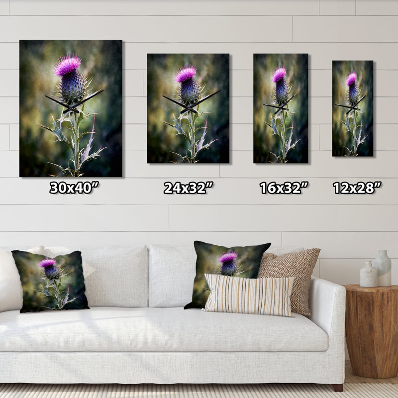 Horloge murale moderne mauve, chardon vert, chuchotement plante V, Petit