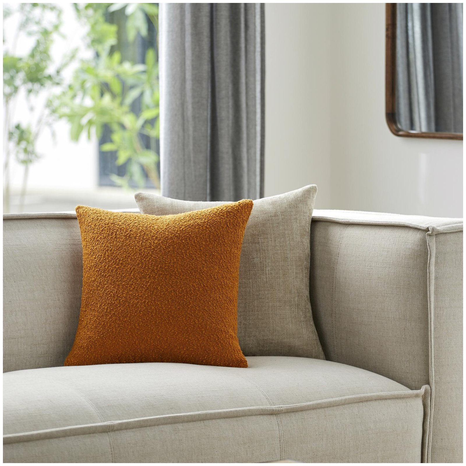 Amalfi Boucle Throw Pillow, Down, 20" x 20", Yellow