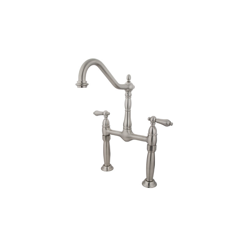 Victorian Vessel Sink Bathroom Faucet, Satin Nickel