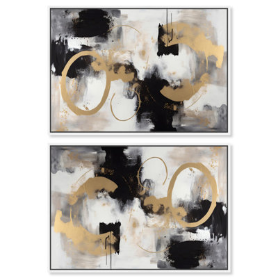 Abstract Bike in Gold Set Canvas Contemporary Art by Art Remedy