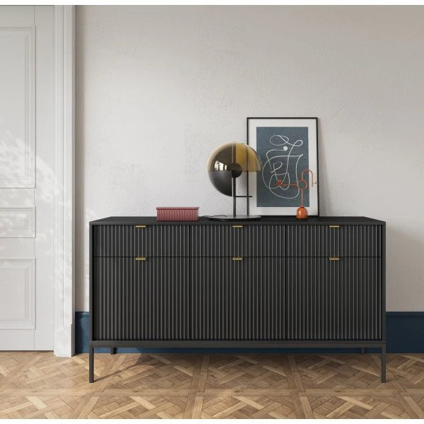 Ashvik 154cm W 3 - Drawer Chest of Drawers, Black