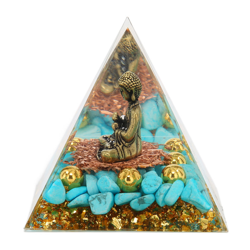 Pyramide de cristal en forme de Bouddha, ornement exquis et magnifique en pierre de pouvoir pour le yoga et la méditation