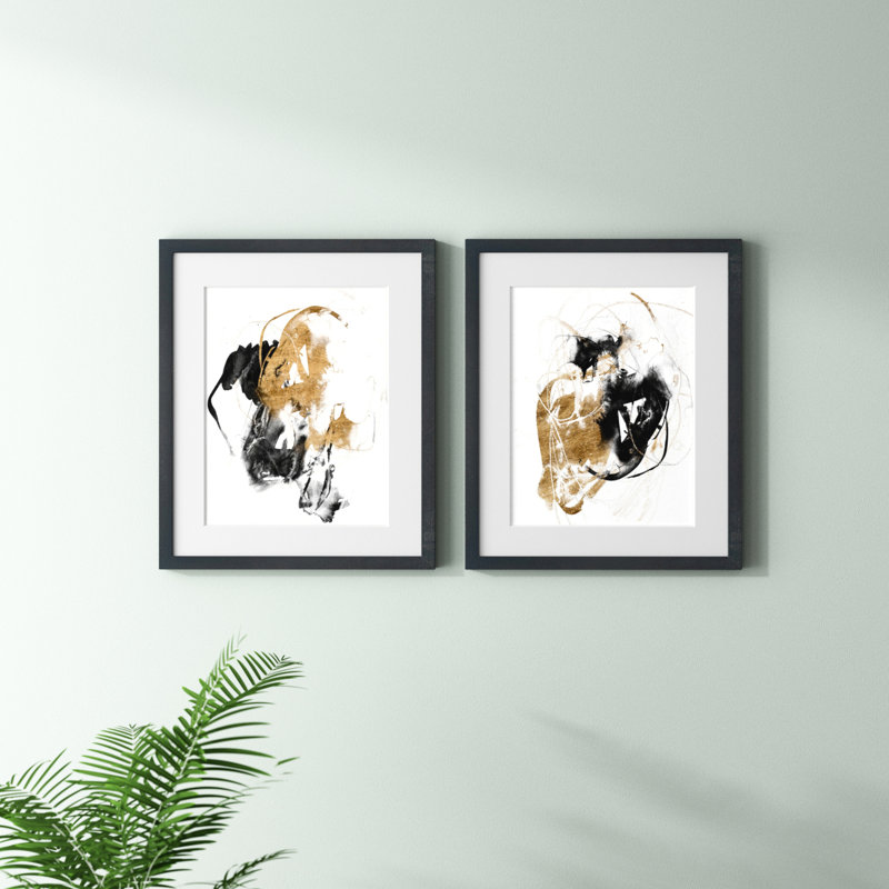 Black & Gold Splash II - 2 Piece Single Picture Frame Painting
