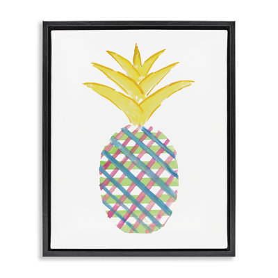 "Plaid", ananas encadré, toile flottante encadrée par Julie DeRice