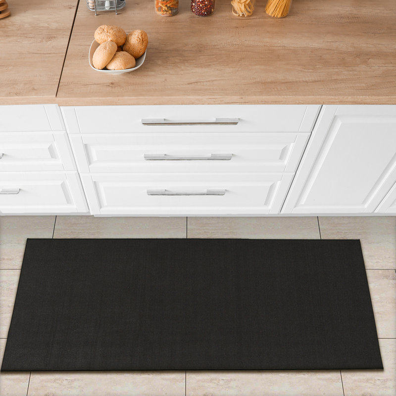 Emmy Black Ultra Thin Non-Slip Kitchen Rug
