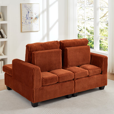 Fluffy Corduroy Loveseat With Adjustable Back, Space Saving Lounge Chair For Living Room, Bedroom & Apartment