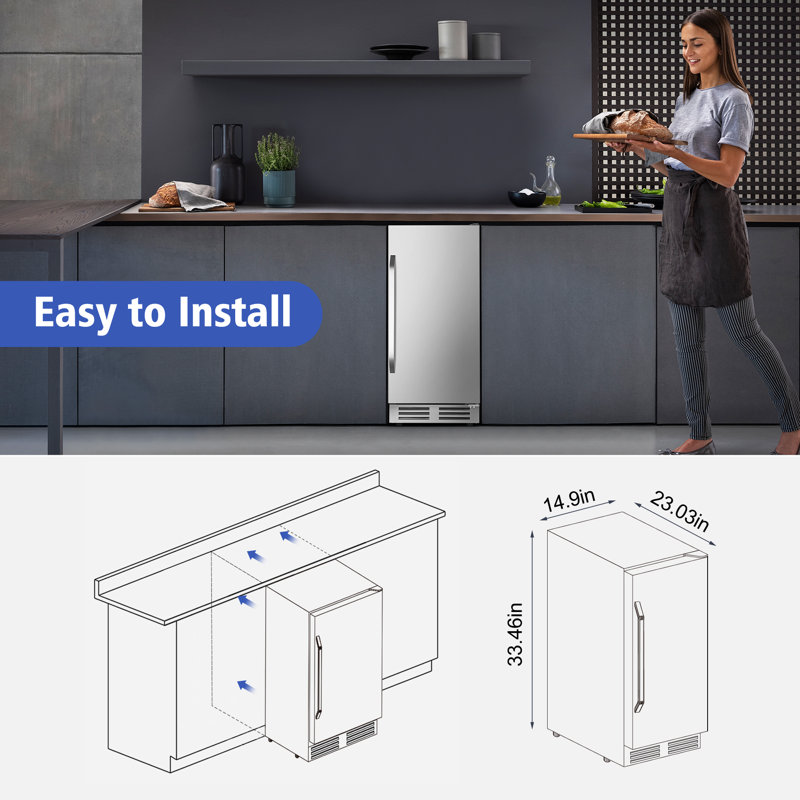 Velivi 127 Cans 3.1 Cubic Feet Built-In & Freestanding Beverage Refrigerator with Digital Control, Security Lock, and Blue LED Light