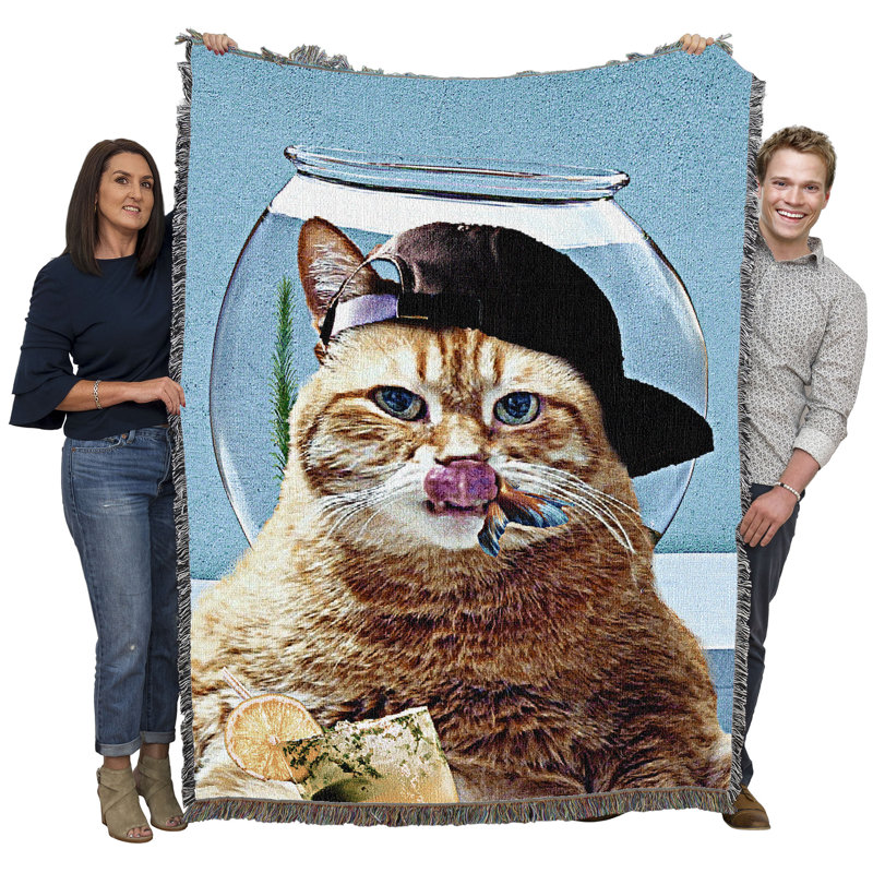 Pure Country Weavers Cat Eating Blanket by James Booker - Cat Lover Gift Tapestry Throw Woven from Cotton - Made in the USA (72x54)