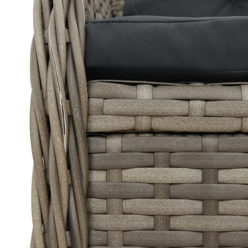 Garden Dining Set Grey PE Rattan 5 Piece Set, 29.1" H x 27.6" W x 55.1" D
