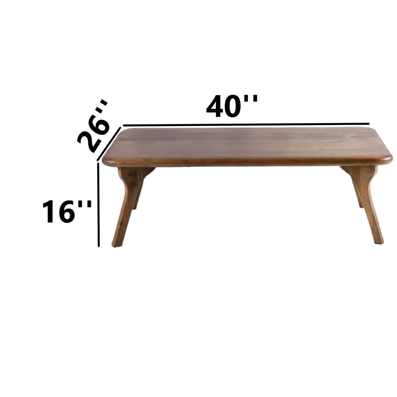 Handmade Walnut Solid Wood Coffee Table, 16" H x 40" L x 26" W