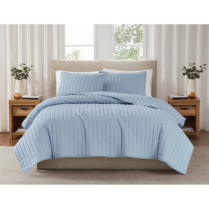 Ensemble de courtepointe standard en coton, Gris, Courtepointe pour lit simple + 1 taie décorative 