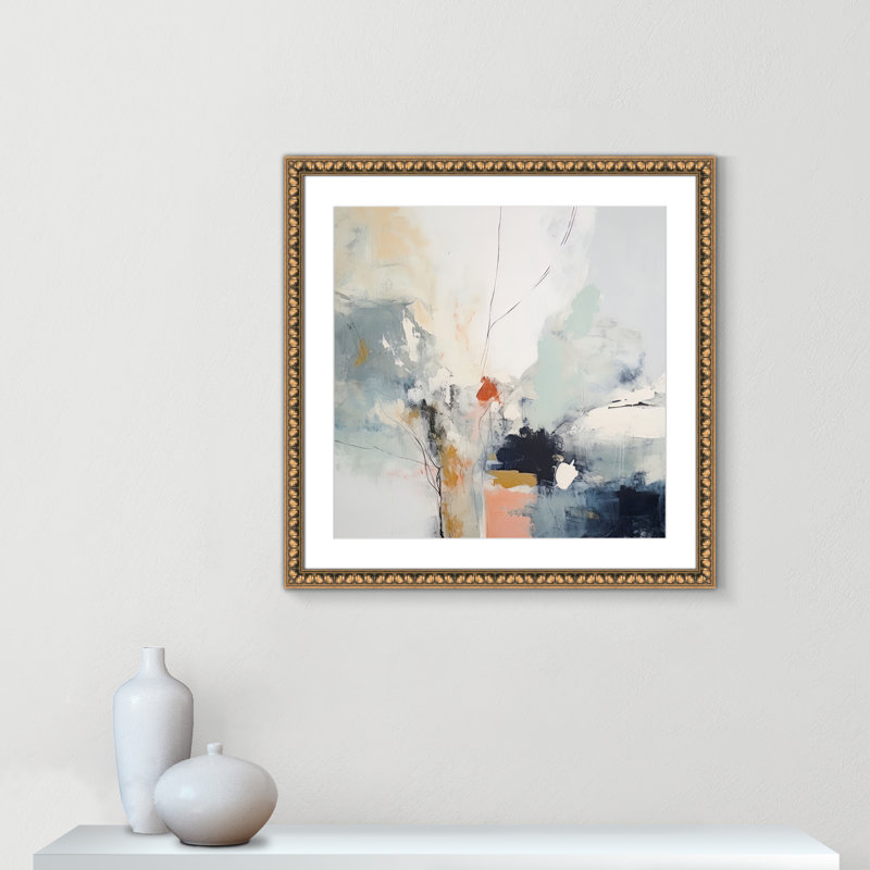 «Ethereal Blue Beats II» par Irena Orlov, L 28,5 po x H 28,5 po, Imprimé mat, Perles de feuilles dorées