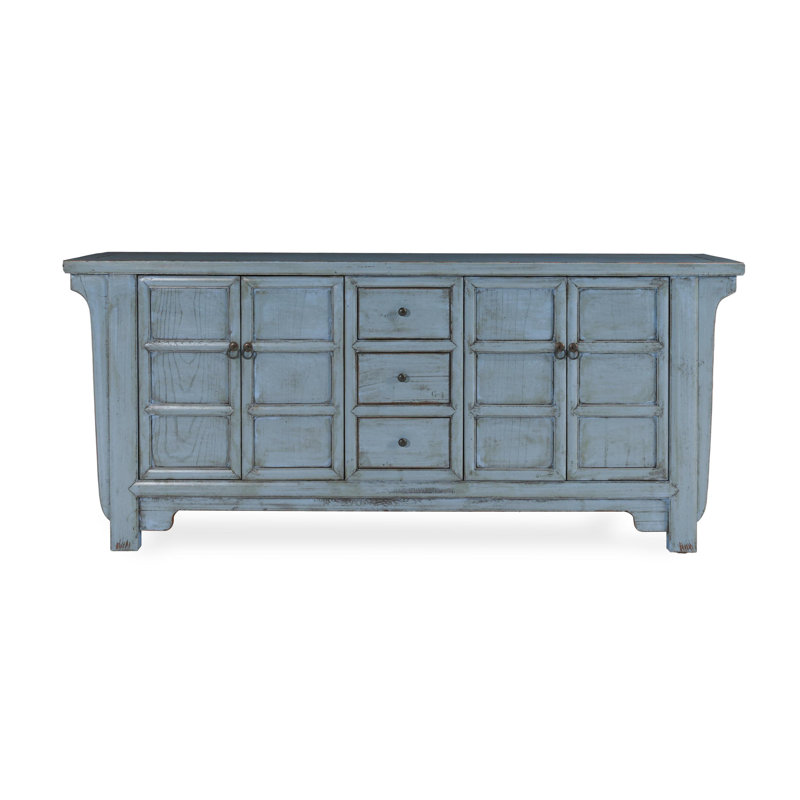 Crafton 4-door Reclaimed Pine Wood Blue Sideboard Buffet 