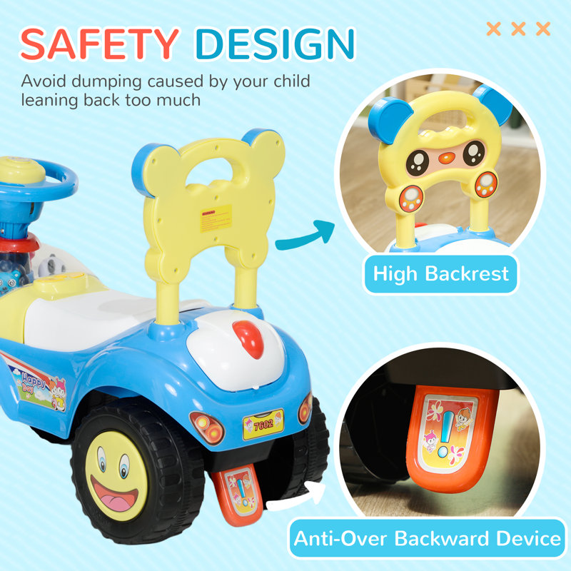 Saimi 17 Stories Push/Pull Ride On, Yellow/Blue