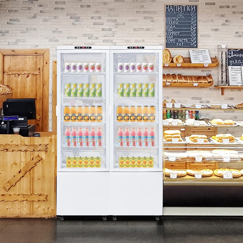 Vitrine de réfrigérateur commercial, vitrine à pâtisserie en verre à double couche de 8,4 pieds cubes avec éclairage DEL, vitrine réfrigérée de boulangerie de comptoir, refroidissement rapide, 5 tablettes réglables