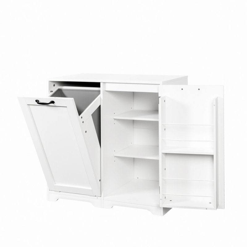 Laundry Cabinet With Doors And Shelf, Tilt-Out Laundry Hamper, Freestanding Style,  Adjustable Shelf