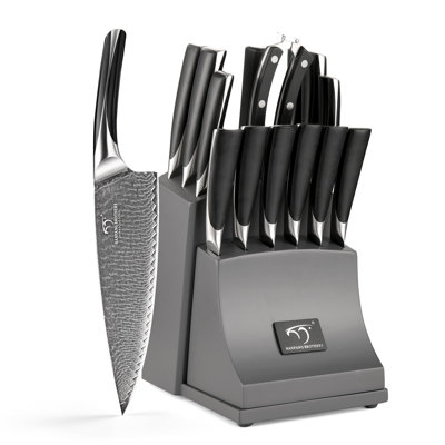 15-Piece Damascus Knife Set With Block, VG10 Steel Core