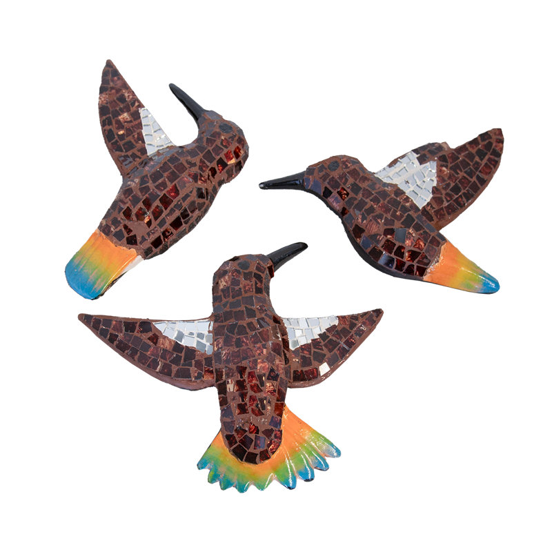 Colibri mosaïque en verre brun 