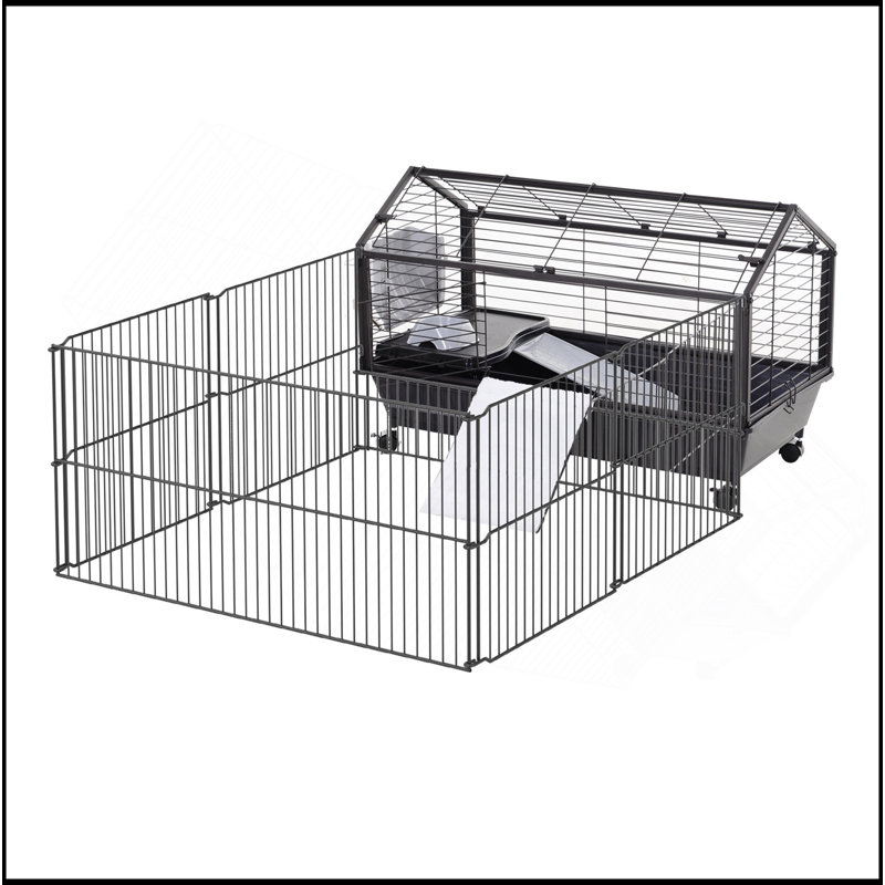 Cage pour petits animaux avec roulettes, bouteille d'eau, L 35 po