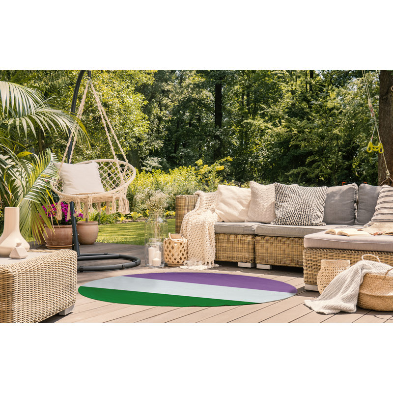 Tapis en chenille tissé à la machine Samoni - mauve / vert / blanc, Rectangle 4 pi x 6 pi
