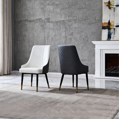 Chaises de salle à manger modernes en cuir PU - Chaises de cuisine ergonomiques à haut dossier avec pieds en acier au carbone, imperméables et faciles à nettoyer, pour le salon, le restaurant, le bureau