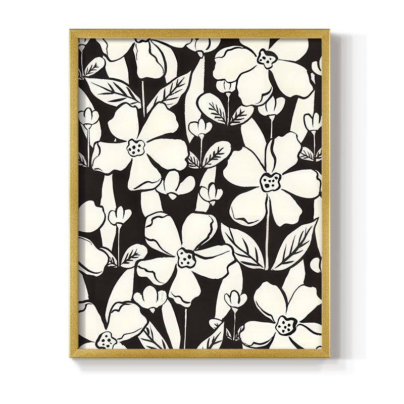 " Flowers In The Garden I ", 15" H x 12" W, Gold