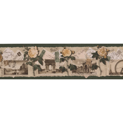  Bordure de papier peint floral et botanique rétro 15 pi x 7 po Flowers Urban Famous Places