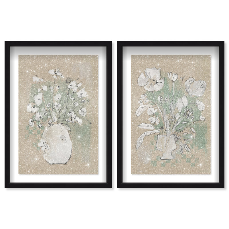 Spring Energy Set by Oliver Gal, 55.5" H x 37.5" W, Black Shadowbox