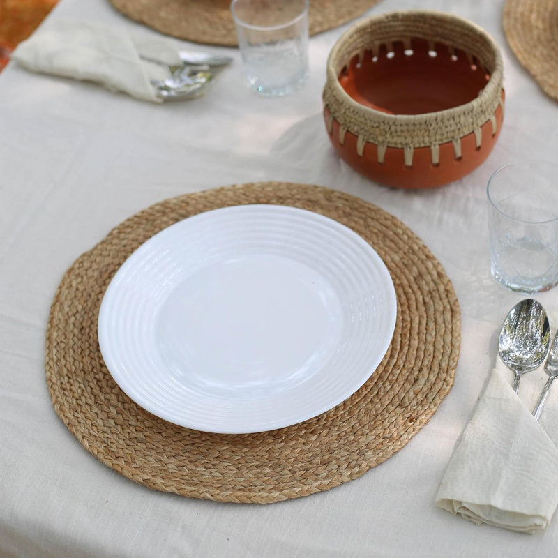 Hand Braided Natural Jute Round Dining Placemats Set of 8