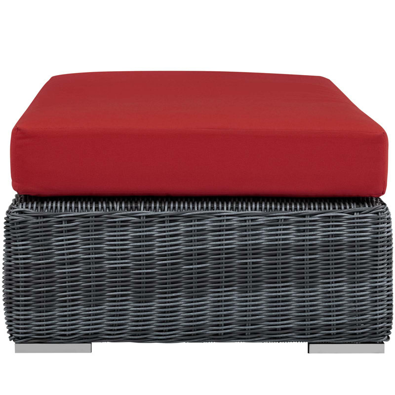 Repose-pieds d'extérieur rectangulaire Sunbrella Modway Summon, Toile Sunbrella® rouge Jockey