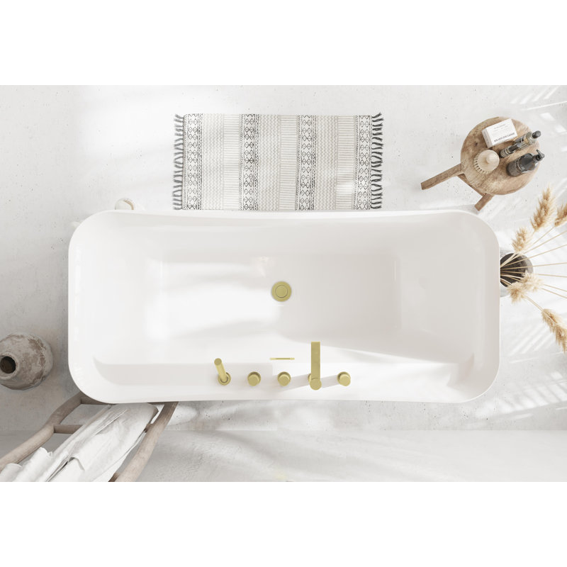 Dezra 66.94'' x 30.75'' Soaking Bathtub, Brushed Gold