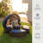 All-Weather Rattan Round Lounge Canopy Bed with Retractable Canopy & Lift Coffee Table – Navy Blue-129200419