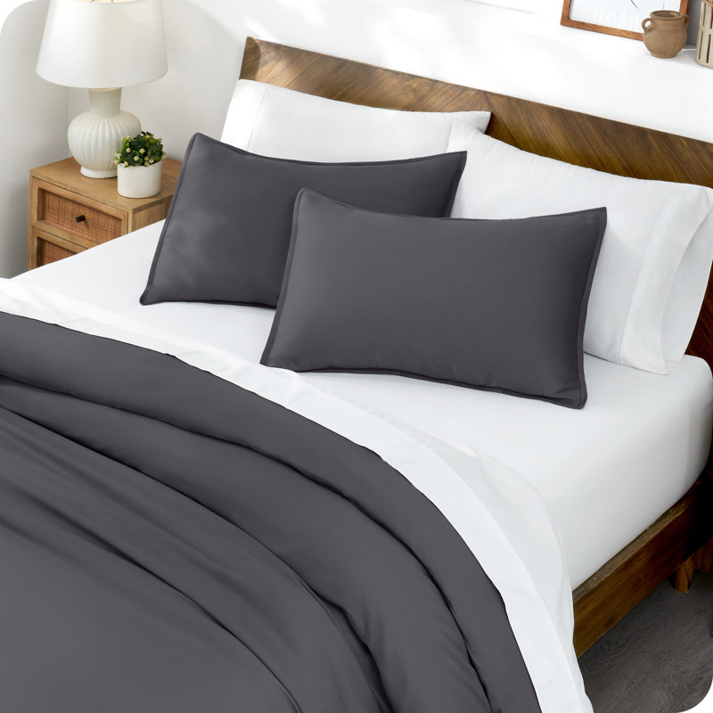 Full/Queen Forged Iron Grey TENCEL Lyocell Duvet Cover Set