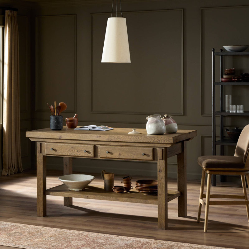 Tobiah Kitchen Island-Brown Oak