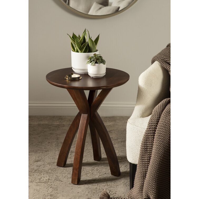 Round Solid Wood End Table