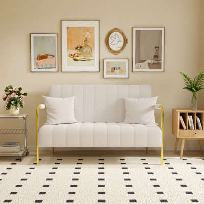 Canapé en peluche moderne de 59 pouces Modern Sofa, deux coussins décoratifs, convient pour, appartement, bureau à domicile