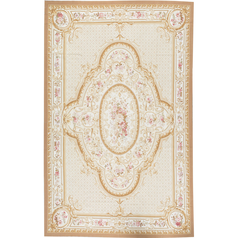 Hand-Knotted High-Quality Beige and Beige Area Rug