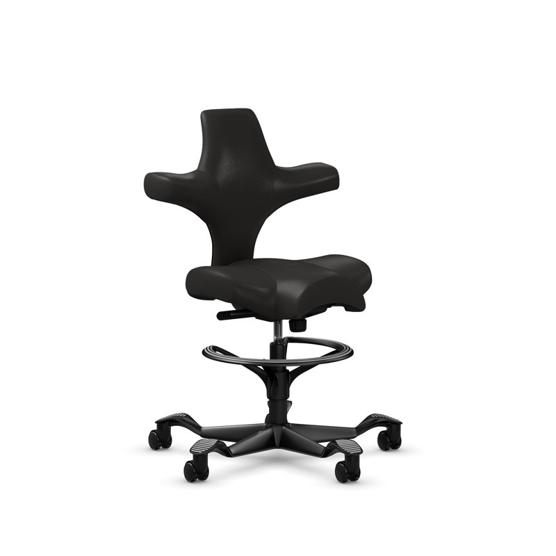  Fauteuil assis-debout avec repose-pieds HœG Capisco, Noir, Noir onyx 