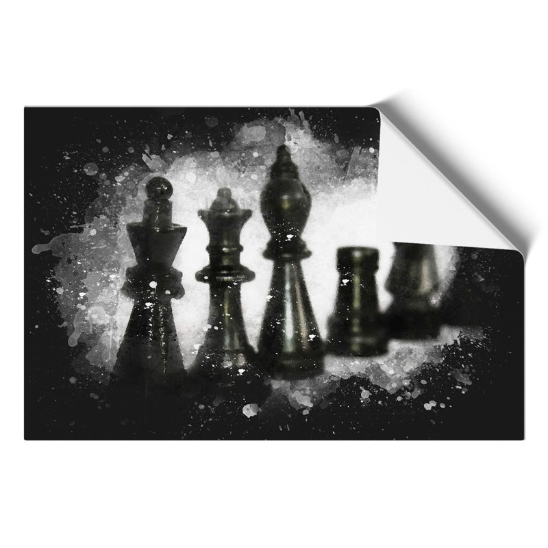 Chess Pieces Paint Splash - Wall Art, 59cm H x 84cm W x 0.1cm D, Unframed