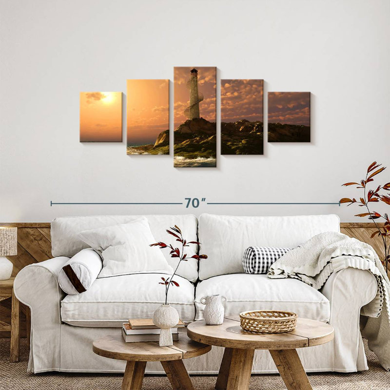 Coastal Lighthouse Sunset, 24" H x 55" W
