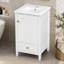 Meuble-lavabo de 20 po avec lavabo en céramique, meuble-lavabo autoportant avec armoire de rangement, support de rangement, fabrication robuste, finition peinte lisse, blanc