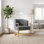 Fauteuil contemporain en peluche avec dossier ergonomique et structure en métal