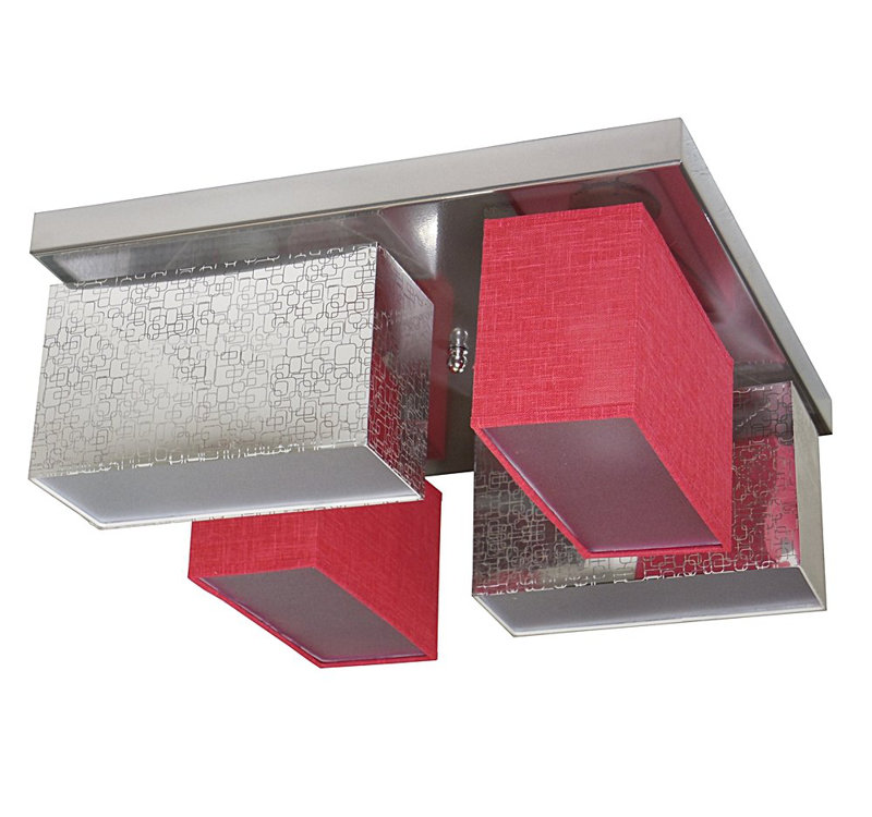Partlow Fabric Semi Flush Mount, Silver/Red