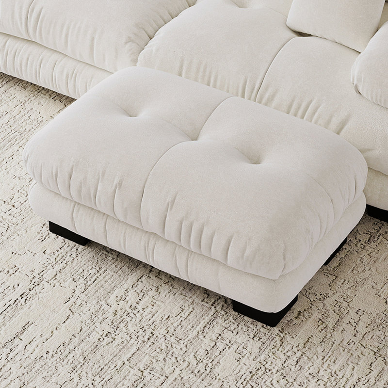 Repose-pieds en chenille pour salon, Blanc
