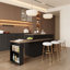 Îlot de cuisine 64,3 "à 114" avec plateau en bois, bar à vin, 3 armoires de rangement et tiroirs pour bar à domicile ou cuisine à aire ouverte