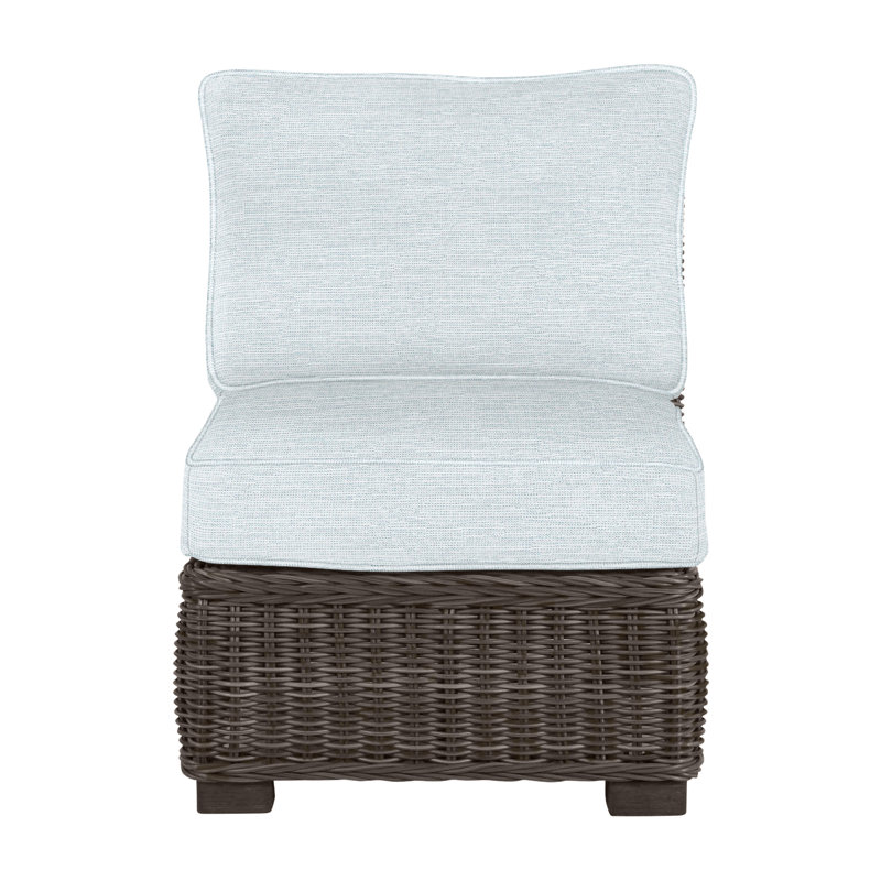 Fauteuil de chambre modulaire d'extérieur en résine tressée rustique N-Dura, Welt, Noir noyer, Ciel de papier