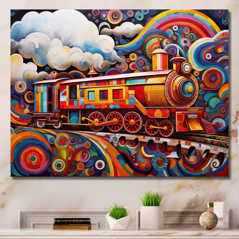 «Abstract Train Whimsical Journey III», reproduction sur toile, H 16 po x l 32 po x P 1 po, Toile tendue