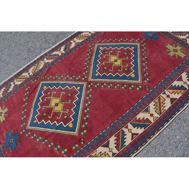 Tapis turc Oushak fait à la main dans des tons de rouge vif pour la chambre à coucher et la décoration intérieure rouge / beige