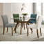 Round Glass Top Dining Table with Sculptural Wood Base (48")