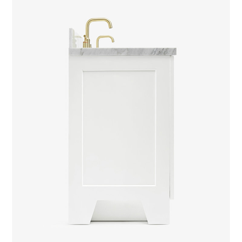 73 IN.  Single Bathroom Vanity, White, Oval, Carrara Quartz